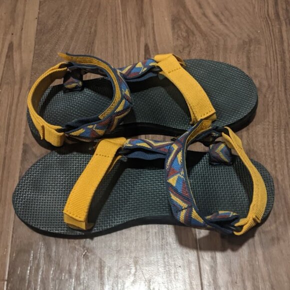Teva - Universal Sandals Strappy 1003987 | Size 7 | Chestnut Multi Yellow & Blue - Picture 9 of 12